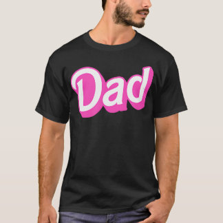 Dad Pink White Überlappende Schrift T-Shirt