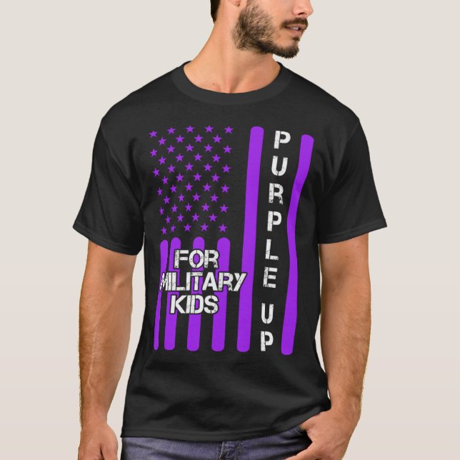 Dad Purple Up Military Child Kids Appreciation Ame T-Shirt (Vorderseite)