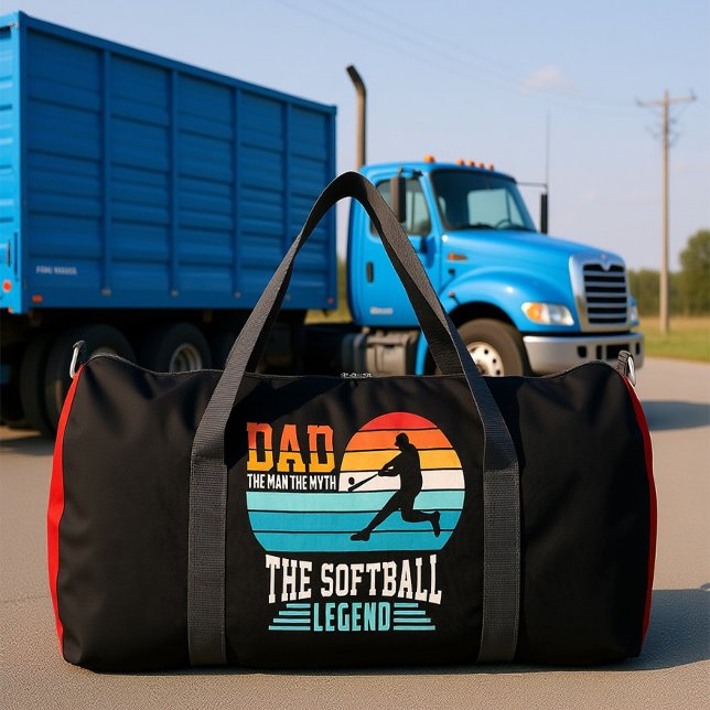 Dad Softball Legend Retro Sunset Duffle Bag (Von Creator hochgeladen)