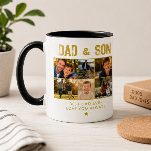 Dad & Son Gold Familie 6 Foto Tasse