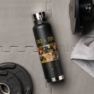 Dad & Son Gold Family 6 Foto Trinkflasche