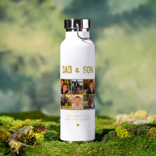 Dad & Son Gold Family 6 Foto Trinkflasche