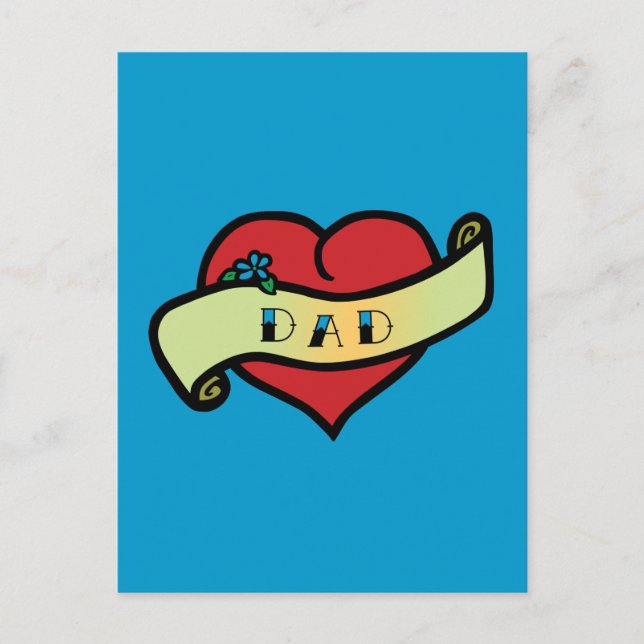 Dad Tattoo Heart Postkarte (Vorderseite)