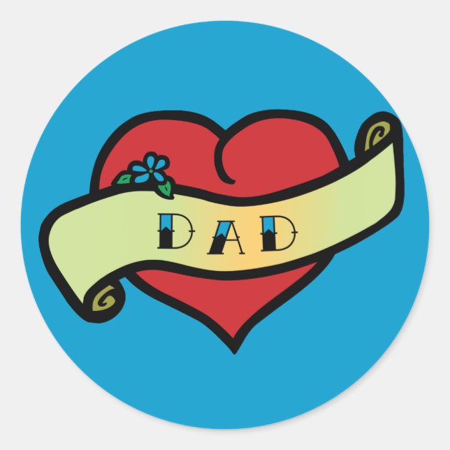 Dad Tattoo Heart Runder Aufkleber (Vorderseite)