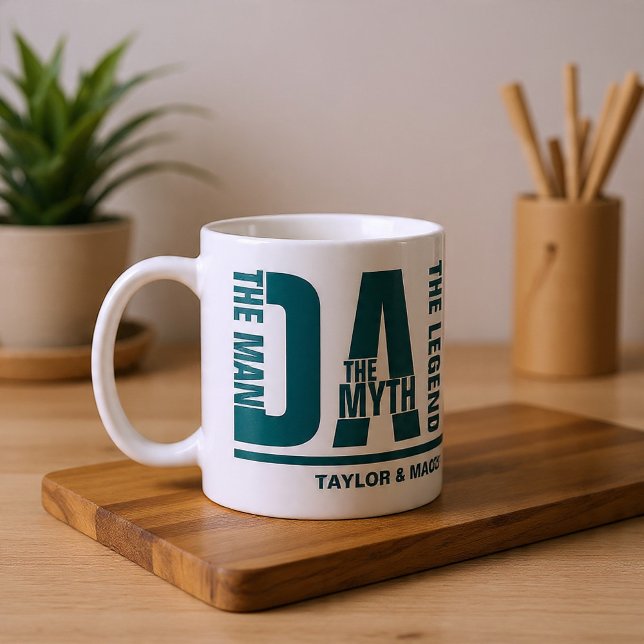 Dad The Man The Myth The Legend Personalized Kaffeetasse (Dad The Man The Myth The Legend Personalized Coffee Mug by Ricaso. Ideal for Fathers day, add kids)