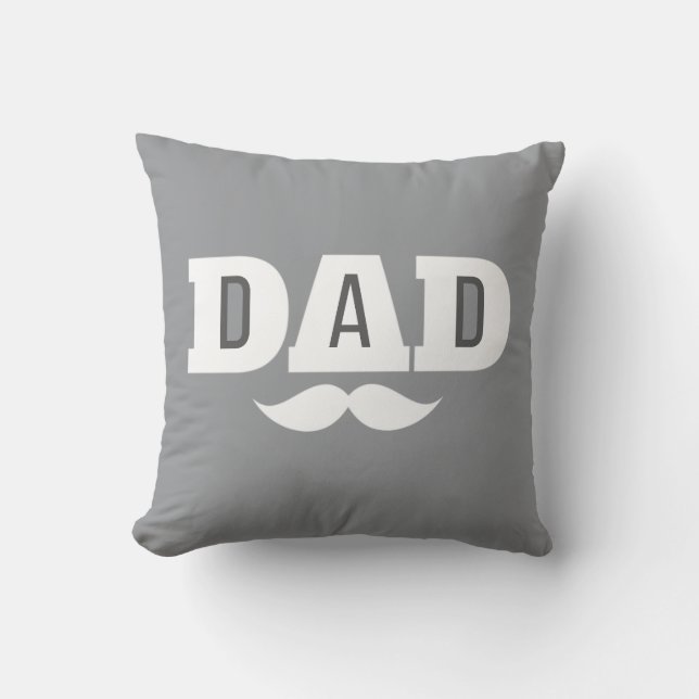 Dad Throw Pillow Mustache Brow Black Grey Orange Kissen (Vorderseite)