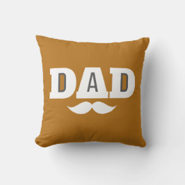 Dad Throw Pillow Mustache Brow Black Grey Orange Kissen