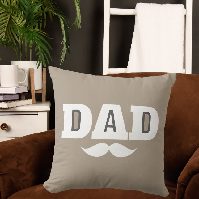 Dad Throw Pillow Mustache Brow Black Grey Orange Kissen (Von Creator hochgeladen)