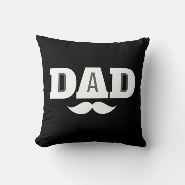 Dad Throw Pillow Mustache Brow Black Grey Orange Kissen (Vorderseite)
