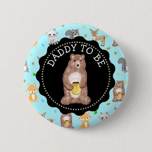 Dad To Be Button Woodlands Creatures Theme