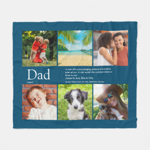 Dad Vater Definition 6 Fotocollage Blau Fleecedecke