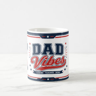 Dad Vibes Rot Navy Retro 2 Foto Design Kaffeetasse