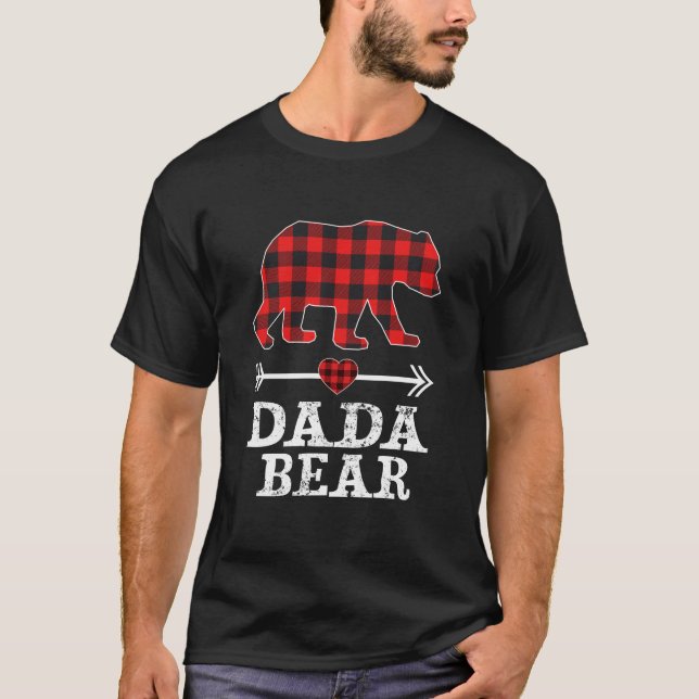 Dada Bear Christmas Pajama Red Kariert Buffalo T-Shirt (Vorderseite)