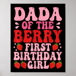 Dada Berry First Birthday Strawberry Girl Mama und Poster
