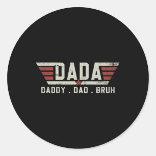 Dada Daddy Dad Bruh T-Shirt Retro Vintage Lustig V Runder Aufkleber