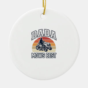 Dada Mows Best Vintage-Rasenmäher-Shirt-Design_1 Keramik Ornament
