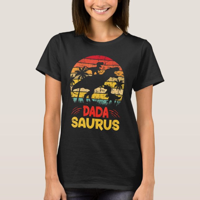 Dada Saurus Rex Dada Dinosaurier 2 Zwei Kinder Vat T-Shirt (Vorderseite)