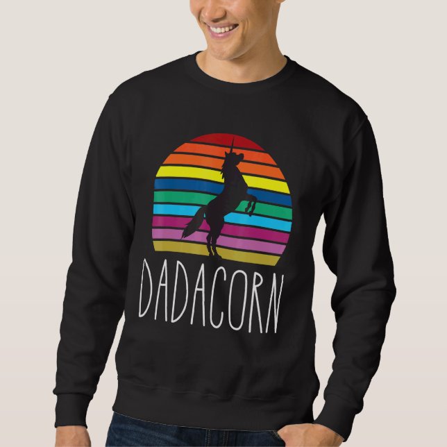 Dadacorn Magical Rainbow Unicorn Horse Family Rett Sweatshirt (Vorderseite)