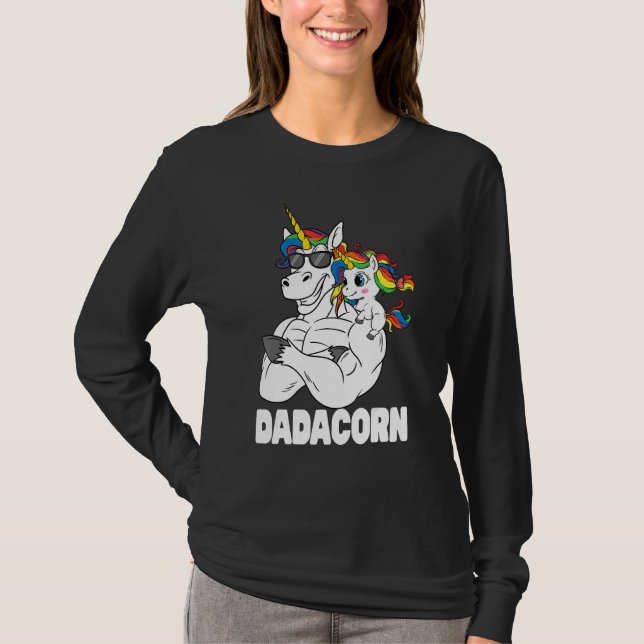 Dadacorn Muskel entschlacken Vater mit Baby Daught T-Shirt (Vorderseite)