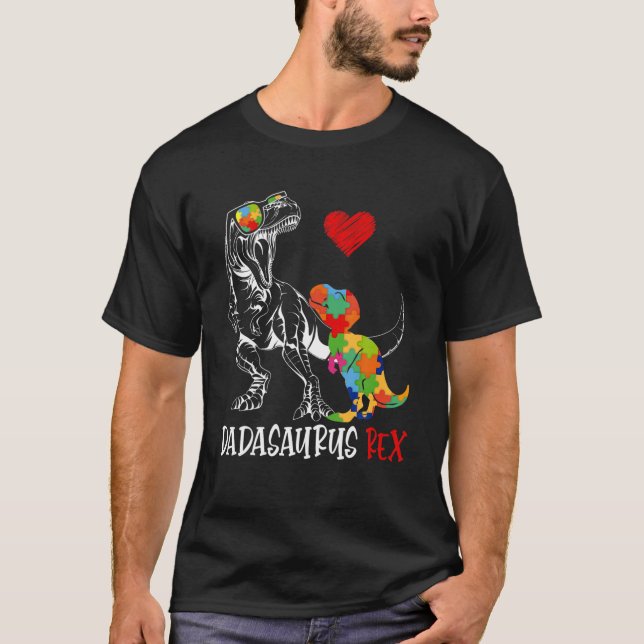 Dadasaurus Daddy Rex Autism Awareness Proud Vater  T-Shirt (Vorderseite)