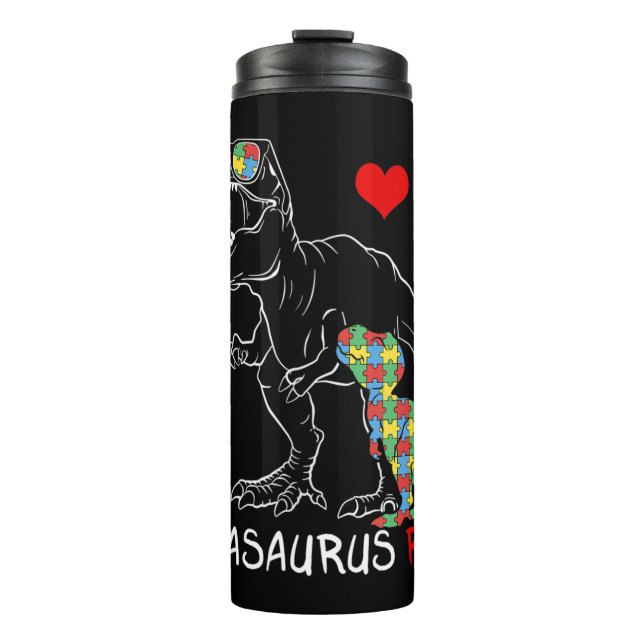 Dadasaurus Daddy Rex Autism Awareness Proud Vater  Thermosbecher (Vorderseite)