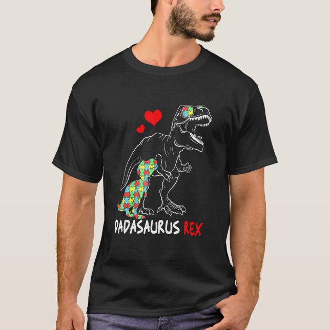 Dadasaurus Daddy Rex Autismus stolzer Vater T-Shirt (Vorderseite)