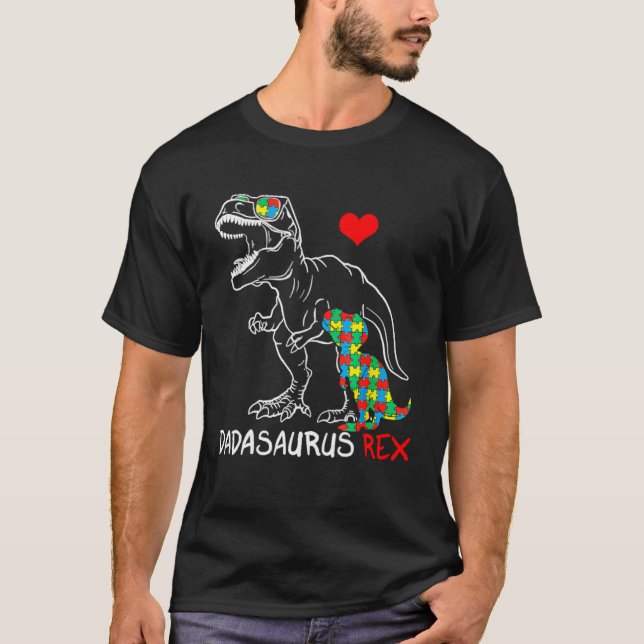 Dadasaurus Rex Autismus Bewusstsein Jigsaw Puzzle  T-Shirt (Vorderseite)