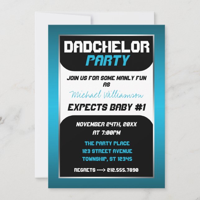 Dadchelor Party - Invitations bleues et noires (Devant)