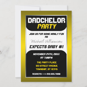 Dadchelor Party - Invitations Jaunes et Noires