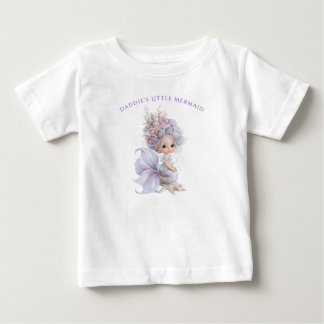 Daddies kleine Meerjungfrau lila blaue Muscheln Baby T-shirt