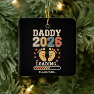 Daddy 2026 Baby Ankündigung wird Papa Keramikornament