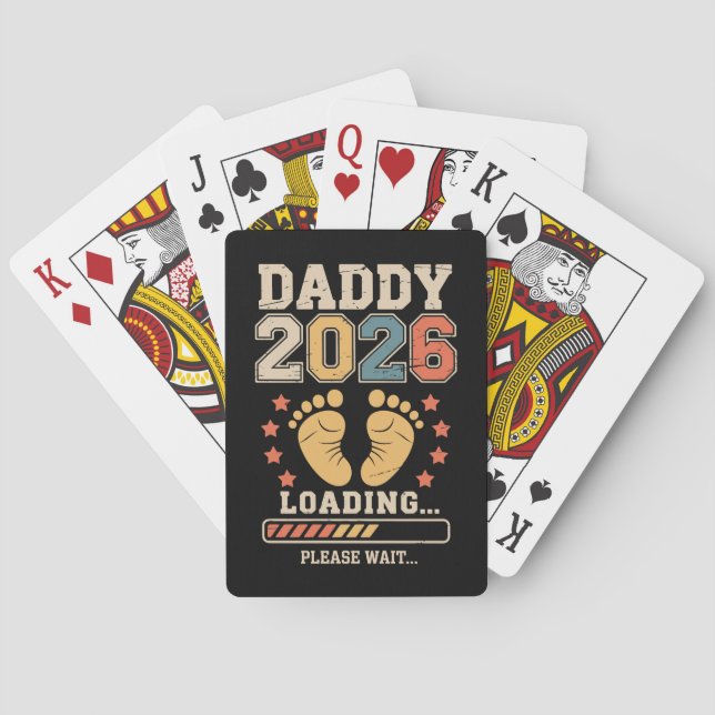 Daddy 2026 Loading Baby Announcement Expecting Dad Spielkarten (Rückseite)