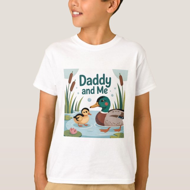 Daddy and Me - Mallard Ducks im Teich T-Shirt (Vorderseite)