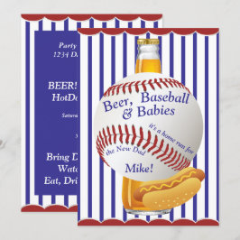 Daddy Baby Shower Beer Baseball und Babys Einladung
