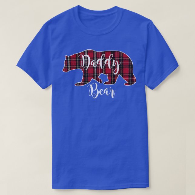 Daddy Bear Black Red Tartan Kariert Fun Vater Vate T-Shirt (Design vorne)