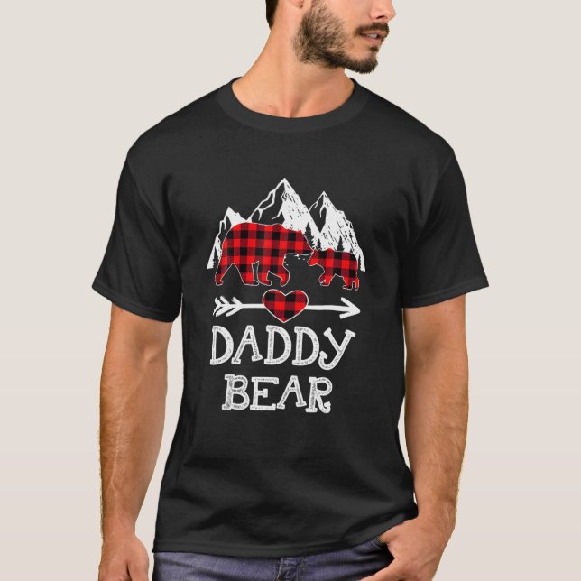 Daddy Bear Christmas Pajama Red Kariert Buffalo Fa T-Shirt (Vorderseite)