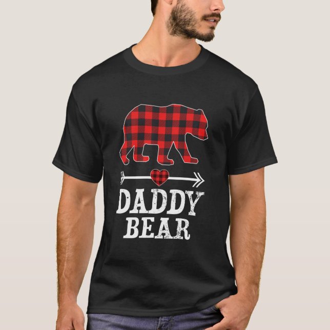 Daddy Bear Christmas Pajama Red Kariert Buffalo T-Shirt (Vorderseite)