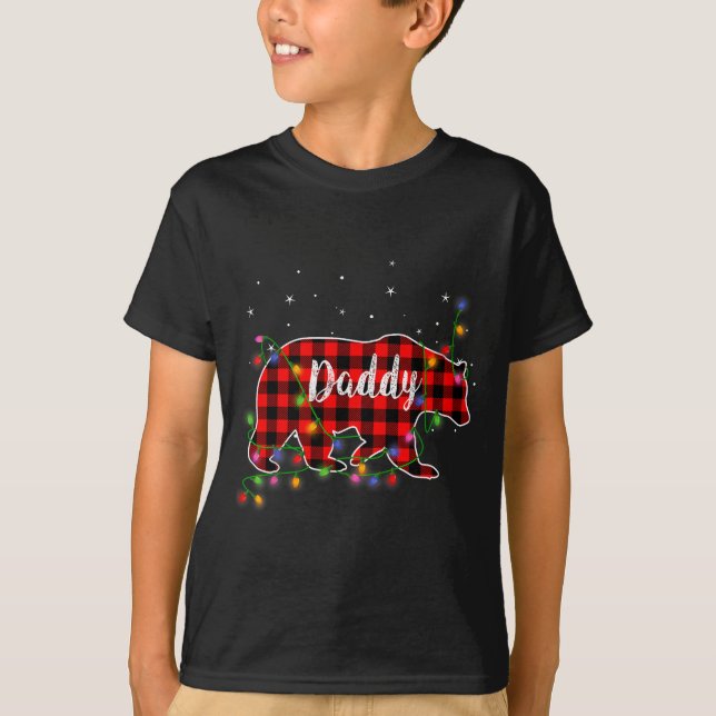 Daddy Bear Red Plaid Christmas Pajama Family Gift  T-Shirt (Vorderseite)