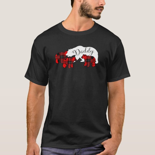 Daddy Bear Three Cub Shirt Roter Karierter Vater V (Vorderseite)