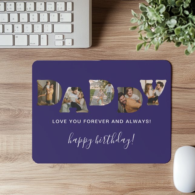 DADDY Brief Foto Collage Geburtstag Mousepad (Von Creator hochgeladen)
