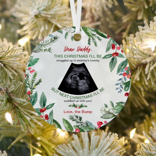 Daddy Bump Weihnachtsschwangerschaft Ankündigung Ornament Aus Metall (InSitu)
