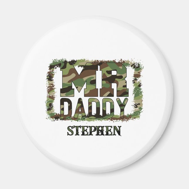 Daddy Camouflage Design mit Individuelle Name Magnet (Vorne)