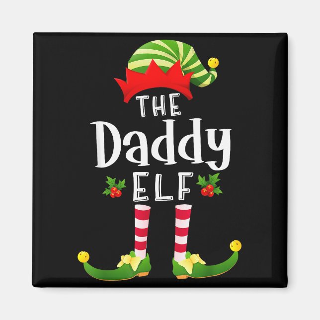 Daddy Christmas Elf Matching Pajama X-mas Party  Magnet (Vorne)