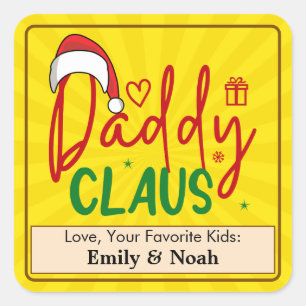 Daddy Claus individuelles Weihnachtsdesign-60094 Quadratischer Aufkleber