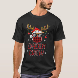 Daddy Crew Reindeer Maske Kariert Matching Pajama T-Shirt