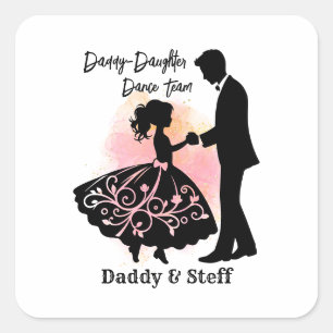 Daddy-Daughter-Tanzteam Quadratischer Aufkleber