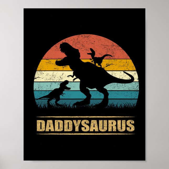 Daddy Dinosaur Daddysaurus 2 Two Kids Funny Vater Poster (Vorne)