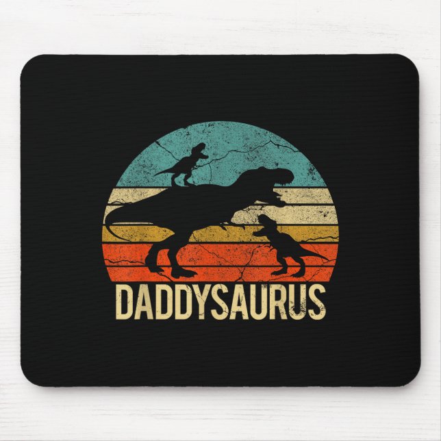 Daddy Dinosaur Daddysaurus 2 Zwei Kinder Weihnacht Mousepad (Vorne)