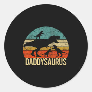 Daddy Dinosaur Daddysaurus 3 Drei Kinder Xmas Chri Runder Aufkleber