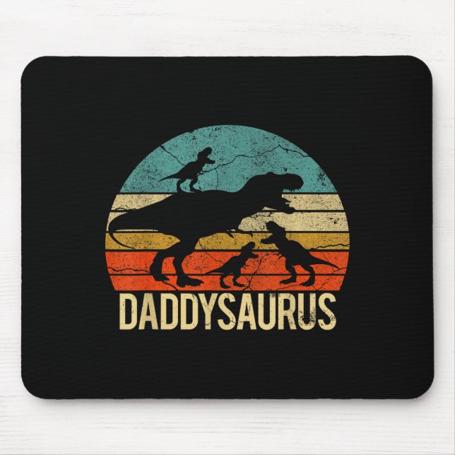 Daddy Dinosaur Daddysaurus 3 Drei Kinder Xmas Weih Mousepad (Vorne)